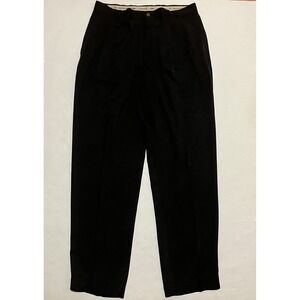 TOMMY BAHAMA Dress Slacks Men Size 35 X 32.5 Black Regular Fit 100% Silk Pleated